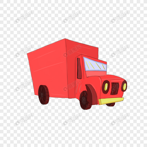红色货物小卡车图片