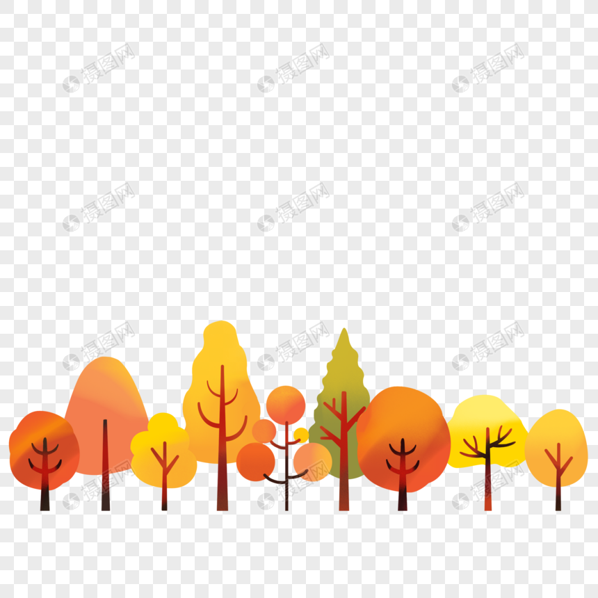 秋天的树林元素图片
