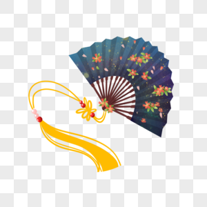 中国风古风星空花朵流苏折扇图片