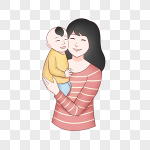 母婴妈妈和宝宝插画图片