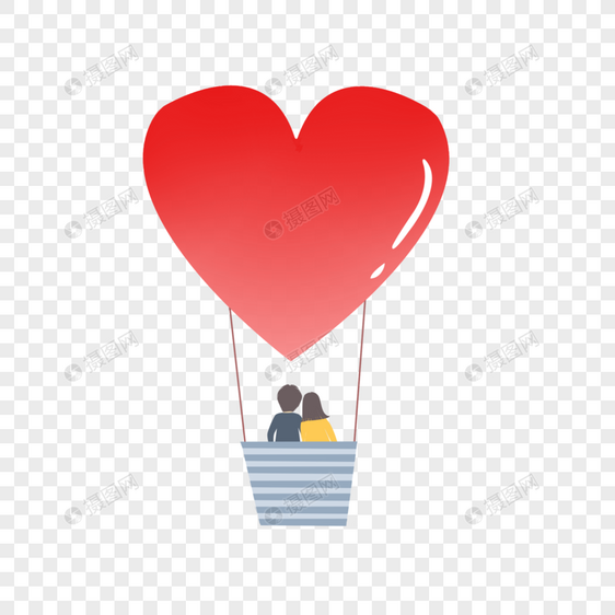 爱心形热气球和情侣图片