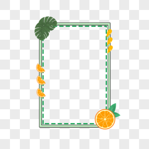 手绘卡通风格水果边框绿色可爱图片