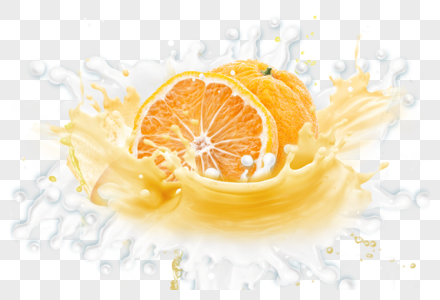 橙子牛奶喷溅图片