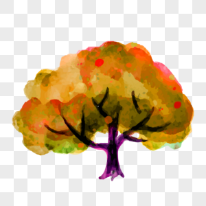 卡通彩色唯美树木图片