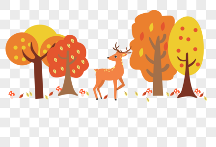 秋季森林的小鹿装饰分割线花边高清图片