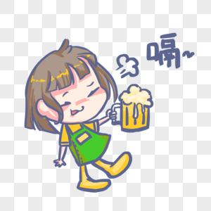 喝啤酒女孩图片