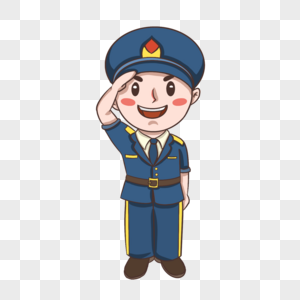 卡通军人立正敬礼图片素材