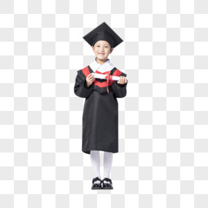 拿着毕业证书的毕业小女孩图片