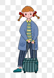 节假日旅游出行拖着行李箱的女孩图片