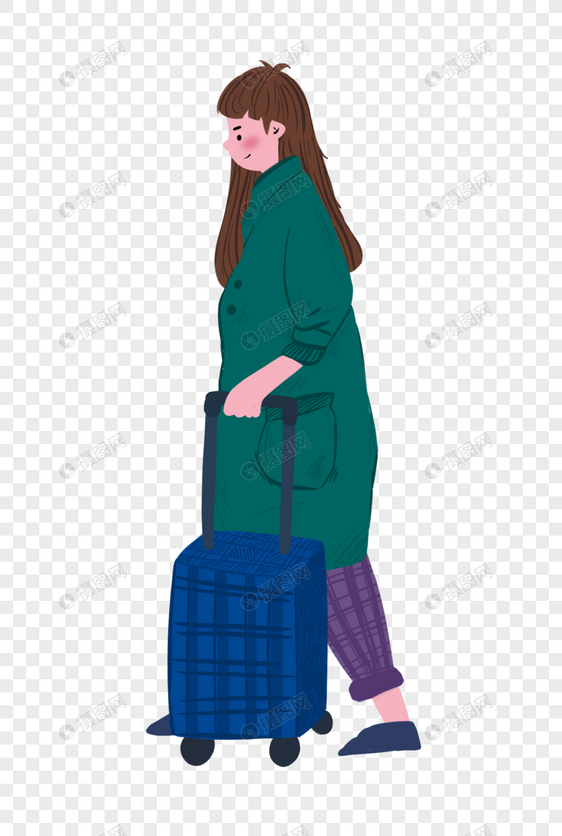 国庆假日旅游出行行李箱女孩图片