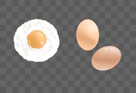 鸡蛋与煎蛋手绘免抠素材图片