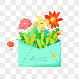 信封里盛满爱的花朵图片
