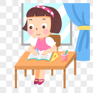 凌晨写作业认真学习的女学生素材