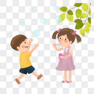 吹泡泡儿童图片