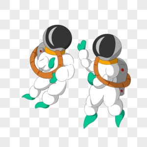 手绘两个宇航员图片