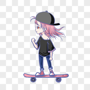 玩滑板的女孩图片