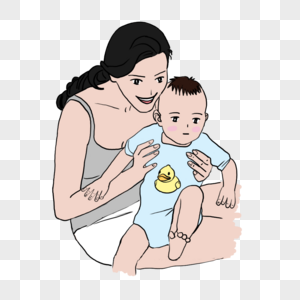 母亲抱孩子元素设计图片