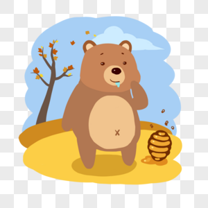 秋天动物落叶森林熊吃蜂蜜图片