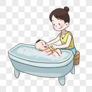 妈妈给小孩洗澡图片