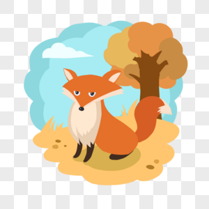 秋天动物荒野树木狐狸图片