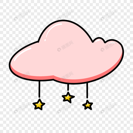 粉色点缀金星星的云朵图片