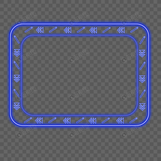 卡通手绘大气蓝色科技发光边框图片