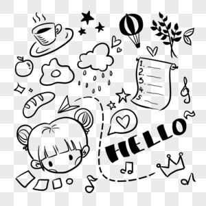 hello可爱简笔画图片