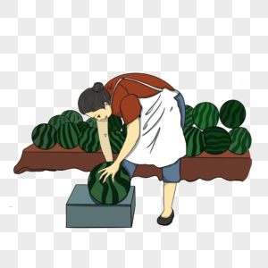 卖西瓜的大婶图片素材