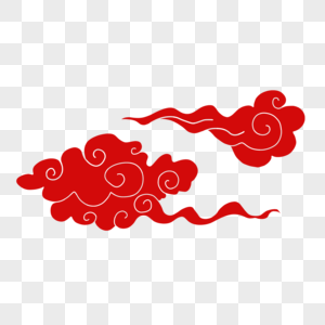 卡通中国风红色云朵图片