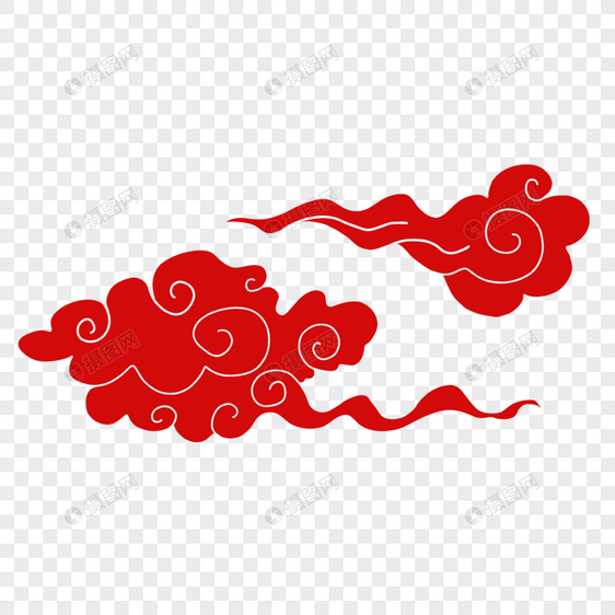 卡通中国风红色云朵图片