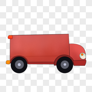 卡通红色箱货车插图图片