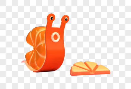 创意橘子蜗牛C4D场景图片