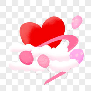 粉色气球爱心云朵装饰素材图片