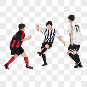 手绘运动员踢足球画面元素图片