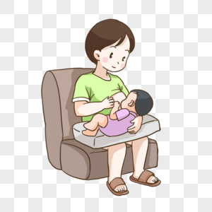 沙发上妈妈短发妈妈在沙发上母乳喂养素材