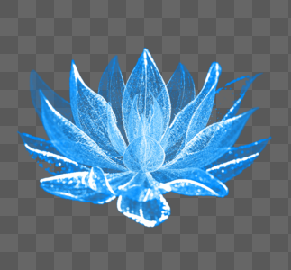 蓝色半透明水莲花朵效果元素图片