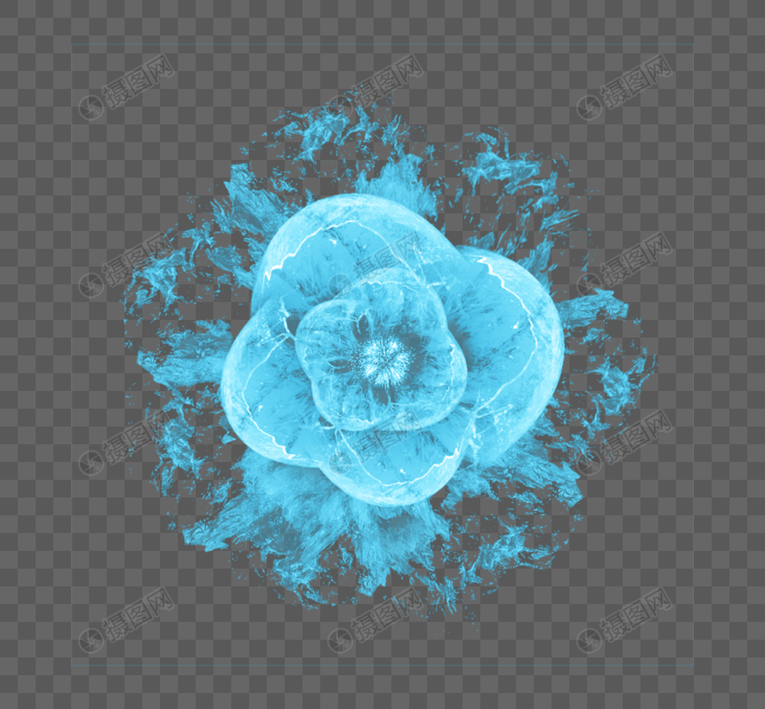 蓝色花朵绽放效果光效图片