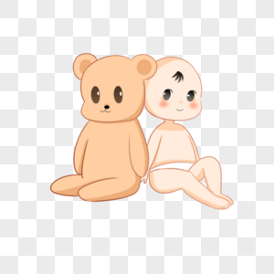 婴儿宝宝与小熊玩具图片