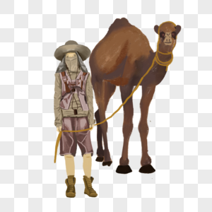 沙漠女孩神秘旅人骆驼旅行世界元素高清图片