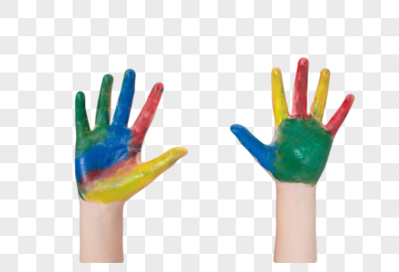 涂颜料的手掌元素