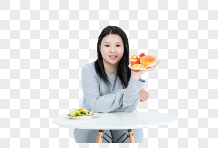 胖女生吃甜食图片