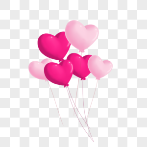 爱心粉色少女系气球元素图片