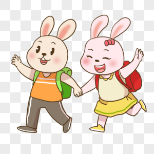 兔子一起上学图片素材