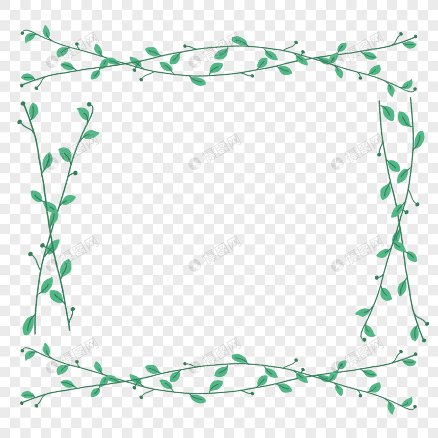 绿色叶子植物边框素材元素素材下载 正版素材 摄图网