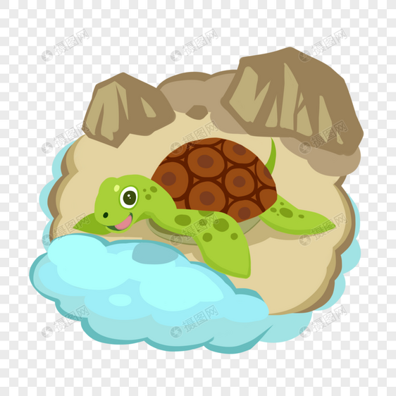 秋天小溪动物乌龟饮水图片