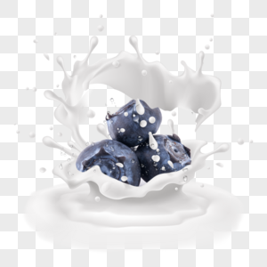牛奶蓝莓水果高清图片