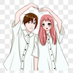 比心的情侣图片素材