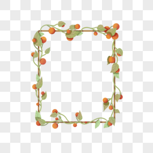 长满果实的藤蔓方形花环边框图片