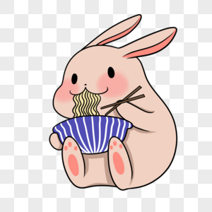 小兔子吃面可爱软萌图片