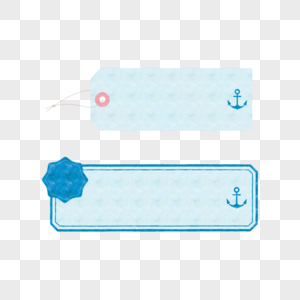 蓝色船锚标签边框图片